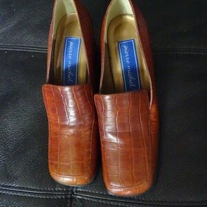 Brown Croc-Embossed Heels